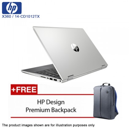 HP Pavilion 14-cd1012TX X360 14 inch i3-8145U (4GB, 500GB, MX130 2GB, W10) Touch Screen Natural Silver Laptop - FOC Backpack