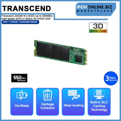 Transcend 240GB M.2 820S Up to 550MB/s read speed SATA III 6Gb/s 3D NAND SSD - TS240GMTS820S