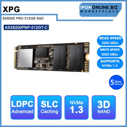 ADATA XPG SX8200 PRO 512GB M.2 NVMe 1.3 PCIe Gen3x4 SSD 3D NAND Solid State Drive ASX8200PNP-512GT-C ADATA XPG SX8200 PRO 512GB M.2 NVMe 1.3 PCIe Gen3x4 SSD 3D NAND Solid State Drive ASX8200PNP-512GT-C