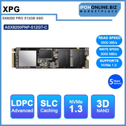 ADATA XPG SX8200 PRO 512GB M.2 NVMe 1.3 PCIe Gen3x4 SSD 3D NAND Solid State Drive ASX8200PNP-512GT-C ADATA XPG SX8200 PRO 512GB M.2 NVMe 1.3 PCIe Gen3x4 SSD 3D NAND Solid State Drive ASX8200PNP-512GT-C