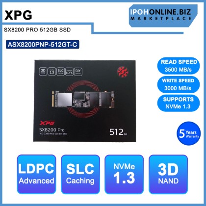 ADATA XPG SX8200 PRO 512GB M.2 NVMe 1.3 PCIe Gen3x4 SSD 3D NAND Solid State Drive ASX8200PNP-512GT-C ADATA XPG SX8200 PRO 512GB M.2 NVMe 1.3 PCIe Gen3x4 SSD 3D NAND Solid State Drive ASX8200PNP-512GT-C