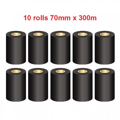 10 Rolls Wax Barcode Ribbon 70mm x 300m