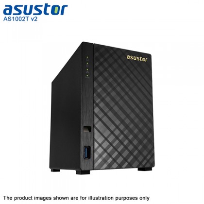 Asustor AS1002T V2 Dual Core 2-Bay Personal Cloud NAS Storage Server + 2TB Seagate IronWolf NAS HDD x 2