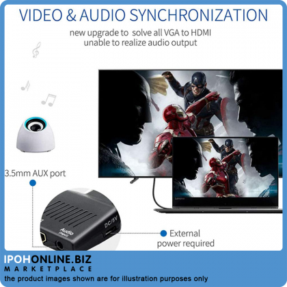 VGA To HDMI Adapter With Audio Video Adapter - up to 1080P VGA To HDMI Adapter With Audio Video Adapter - up to 1080P