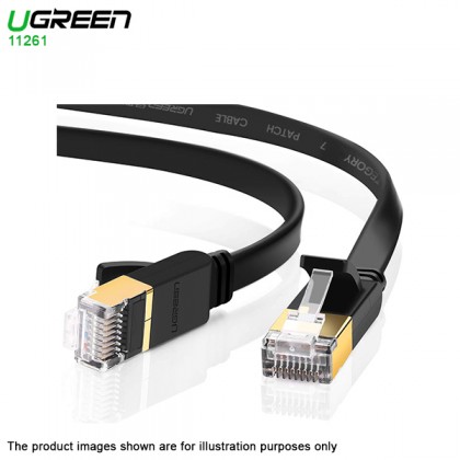 UGREEN 2 Meter Flat Ehthernet Cable CAT7 RJ45 Network Patch Cable Flat 2.5G/5G/10Gbps - Sheilded Twisted Pair (STP) For Gaming Server Workstation Hosting
