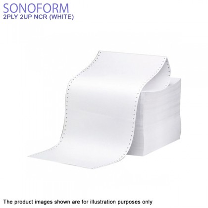 SONOFORM Laser Paper 9.5 x 11 Inch 2PLY 2UP NCR Computer Form 1000 Fans - White