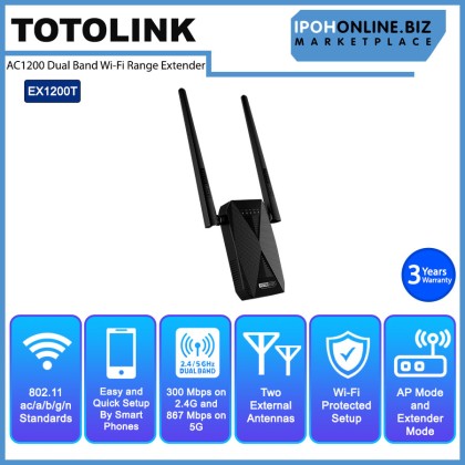 TOTOLINK EX1200T AC1200 Dual Band Wi-Fi Range Extender TOTOLINK EX1200T AC1200 Dual Band Wi-Fi Range Extender