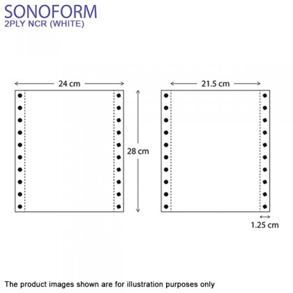 SONOFORM 9.5 x 11 Inch 2PLY NCR Computer Form 1000 Fans - White