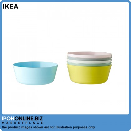 IKEA Kalas Assorted Colours 6 pcs Polypropylene Plastic Bowl