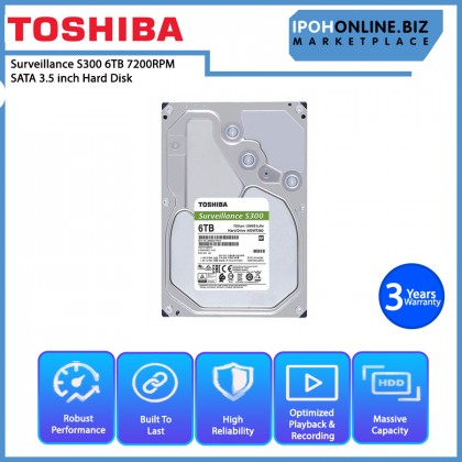 Toshiba S300 6TB SATA 3.5 inch 7200RPM Surveillance Internal Hard Drive (HDWT360UZSVA)