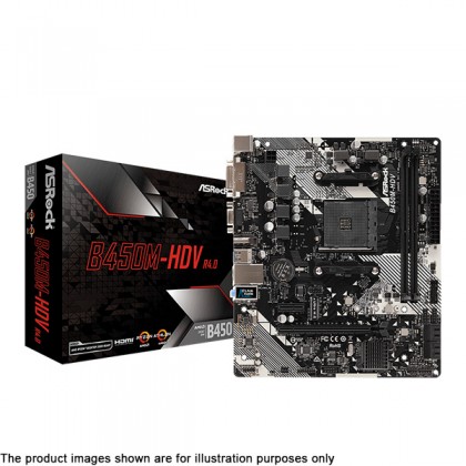 ASRock B450M-HDV R4.0 AM4 AMD Promontory B450 DVI VGA HDMI Ultra M.2 Micro ATX Motherboard ASRock B450M-HDV R4.0 AM4 AMD Promontory B450 DVI VGA HDMI Ultra M.2 Micro ATX Motherboard