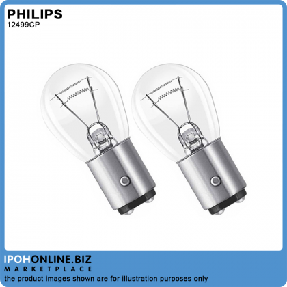 (2PCS) Philips 12499CP 1016 P21/5W Original 12V 21/5W BAY15d Premium Brake Light Corner Bulb