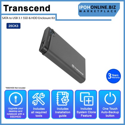 Transcend 2.5" SATA to USB 3.1 SSD & HDD Enclosure Kit (25CK3) Transcend 2.5" SATA to USB 3.1 SSD & HDD Enclosure Kit (25CK3)