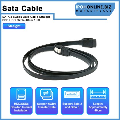 SATA 3 6Gbps Data Cable Straight SSD HDD Cable 40cm 1.5ft SATA 3 6Gbps Data Cable Straight SSD HDD Cable 40cm 1.5ft