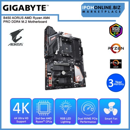 GIGABYTE GA-B450-AORUS-PRO AMD 3rd Generation Ryzen AM4 DDR4 3600 Supporting Up to 64GB MATX M.2 Motherboard