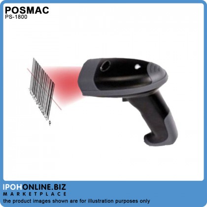 POSMAC PS-1800 USB Handheld Barcode Laser 1D Scanner