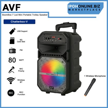 AVF BoomBox Chatterbox-V 7 Led Mini Portable Trolley Speaker - Free Wireless Microphone
