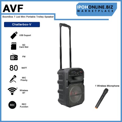 AVF BoomBox Chatterbox-V 7 Led Mini Portable Trolley Speaker - Free Wireless Microphone
