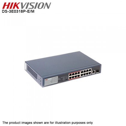 HIKVISION DS-7616NI-Q2 16 Channel CCTV NVR + DS-3E0318P-E/M 16 Port POE Ethernet Switch 1 × 1000Mbps RJ45 + 1 × 1000 Mbps SFP port