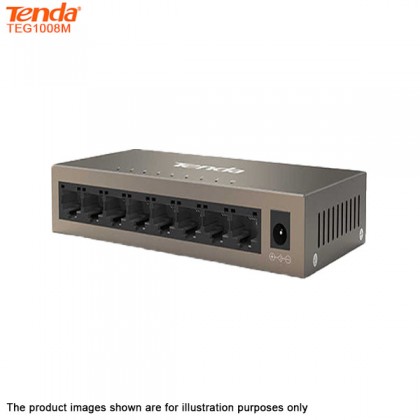 Tenda TEG1008M 8 Port Gigabit Desktop Network Switch - Mini Steel Case