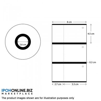 1 Roll 80mmx45mm Label Tag Card 230gms With Punch Hole And Black I-Mark (500pcs per roll) 1 Roll 80mmx45mm Label Tag Card 230gms With Punch Hole And Black I-Mark (500pcs per roll)