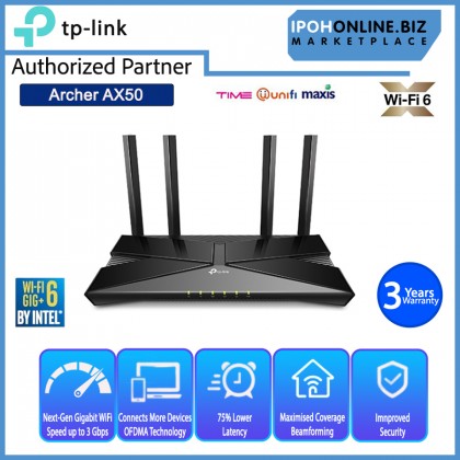 TP-LINK Archer AX50 AX3000 Dual Band Gigabit Wi-Fi 6 BY INTEL Router Free Antivirus Security