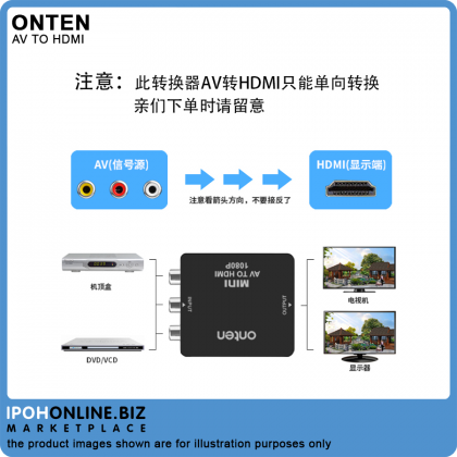 Onten Mini AV To HDMI Video Converter Box 1080P HD Video HDMI To CVBS+Audio 720P/1080P Onten Mini AV To HDMI Video Converter Box 1080P HD Video HDMI To CVBS+Audio 720P/1080P
