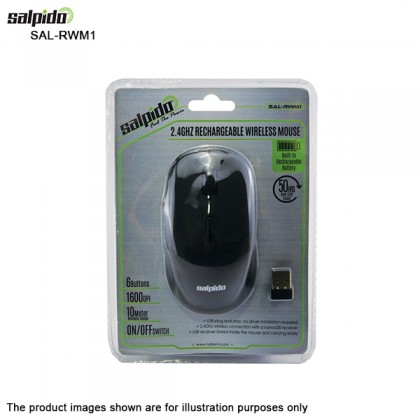 Salpido SAL-RWM1 2.4Ghz Rechargeable Wireless Mouse - Built in Rechargeable Battery
