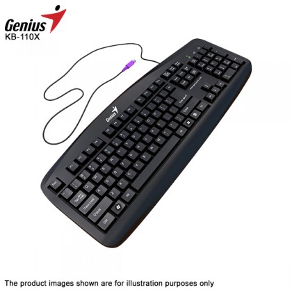 Genius KB-110X Value PS2 Desktop Keyboard - PS/2 port Black Windows XP DOS