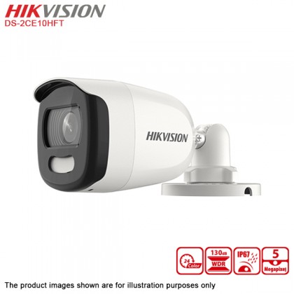 Hikvision DS-2CE10HFT-F 3.6mm 5MP ColorVu IP67 Fixed Mini Bullet RG59 CCTV Camera