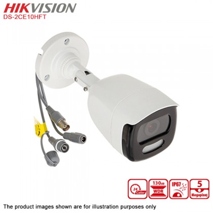 Hikvision DS-2CE10HFT-F 3.6mm 5MP ColorVu IP67 Fixed Mini Bullet RG59 CCTV Camera