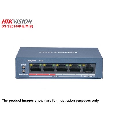 Hikvison DS-3E0105P-E/M(B) L2 4 Port 10/100M RJ45 Unmaneged Poe Port Switch W 6KV Surge Protection