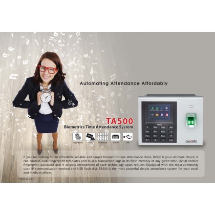 Fingertec TA500R Biometrics Time Attendance System - Finger / RFID Card / Password