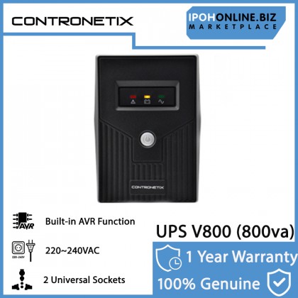 Contronetix Offline UPS V800 240V 800VA AVR 2 universal outlets - Overload & Overcharge Protection Contronetix Offline UPS V800 240V 800VA AVR 2 universal outlets - Overload & Overcharge Protection