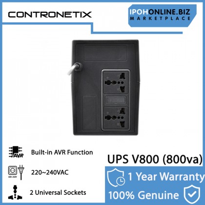 Contronetix Offline UPS V800 240V 800VA AVR 2 universal outlets - Overload & Overcharge Protection Contronetix Offline UPS V800 240V 800VA AVR 2 universal outlets - Overload & Overcharge Protection