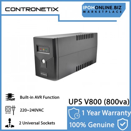 Contronetix Offline UPS V800 240V 800VA AVR 2 universal outlets - Overload & Overcharge Protection