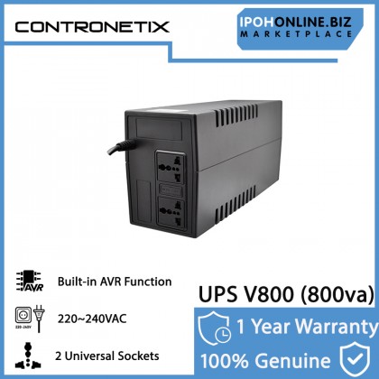 Contronetix Offline UPS V800 240V 800VA AVR 2 universal outlets - Overload & Overcharge Protection Contronetix Offline UPS V800 240V 800VA AVR 2 universal outlets - Overload & Overcharge Protection