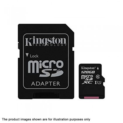 Kingston 128GB Micro SDHC Class 10 UHS-1 Flash Memory Card with Free Adapter