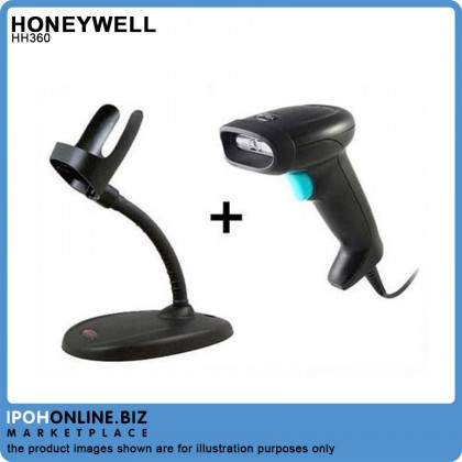 Honeywell Youjie HH360 USB Wired 1D Barcode Scanner with STAND Black YJ-HH360-R-2USB-1