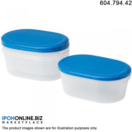 IKEA JÄMKA Food Container, Set Of 3 Transparent White, Dark Blue, 1.2L