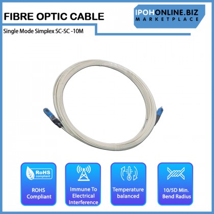 Single Mode Simplex SC-SC Optical Fiber Cable - 10M