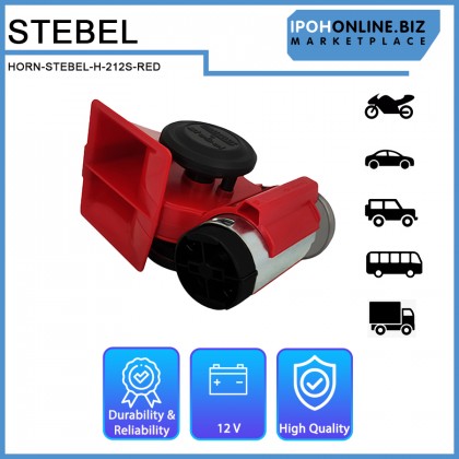 Stebel Trombe Nautilus Red Rouge 12V Compact Twin Tone Air Horn For Car RV Truck & Bike H-212S