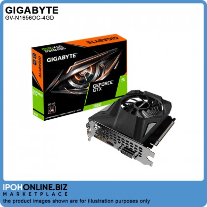GIGABYTE NVIDIA GeForce GTX 1650 4GB DDR6 128-Bit HDMI DP DVI Graphics Card GV-N1656OC-4GD 6-Pin Power