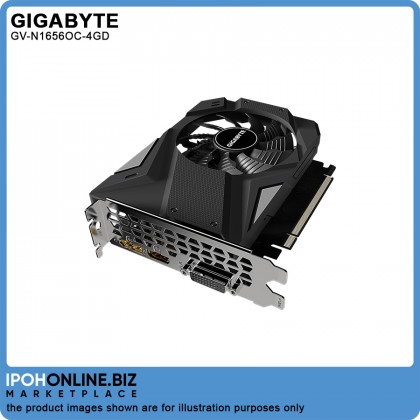 GIGABYTE NVIDIA GeForce GTX 1650 4GB DDR6 128-Bit HDMI DP DVI Graphics Card GV-N1656OC-4GD 6-Pin Power