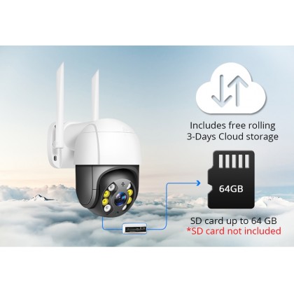 2.0 Megapixel H.265+ Pan Tilt Zoom WIFI Home Surveillance IP Outdoor Security Camera