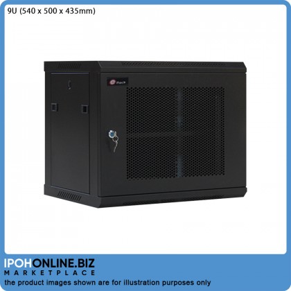 E Rack 9U Wall Mount Rack Equipment 19" 540mm(W) x 500mm(D) x 435mm(H) - Perforated Door