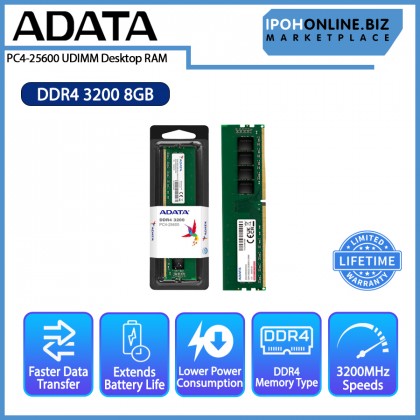 ADATA 8GB DDR4 3200 PC4 25600 UDIMM Desktop RAM ADATA 8GB DDR4 3200 PC4 25600 UDIMM Desktop RAM