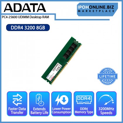 ADATA 8GB DDR4 3200 PC4 25600 UDIMM Desktop RAM ADATA 8GB DDR4 3200 PC4 25600 UDIMM Desktop RAM