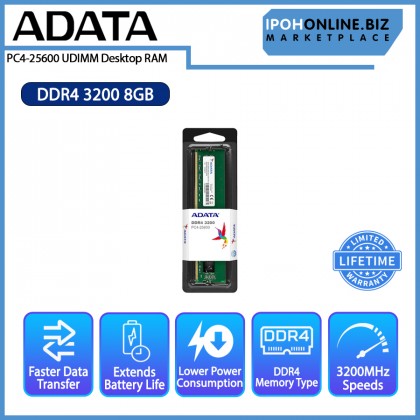 ADATA 8GB DDR4 3200 PC4 25600 UDIMM Desktop RAM ADATA 8GB DDR4 3200 PC4 25600 UDIMM Desktop RAM