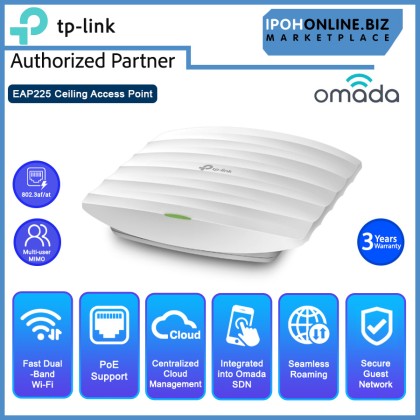 TP-LINK EAP225 AC1350 Wireless MU-MIMO Gigabit Ceiling Mount Access Point